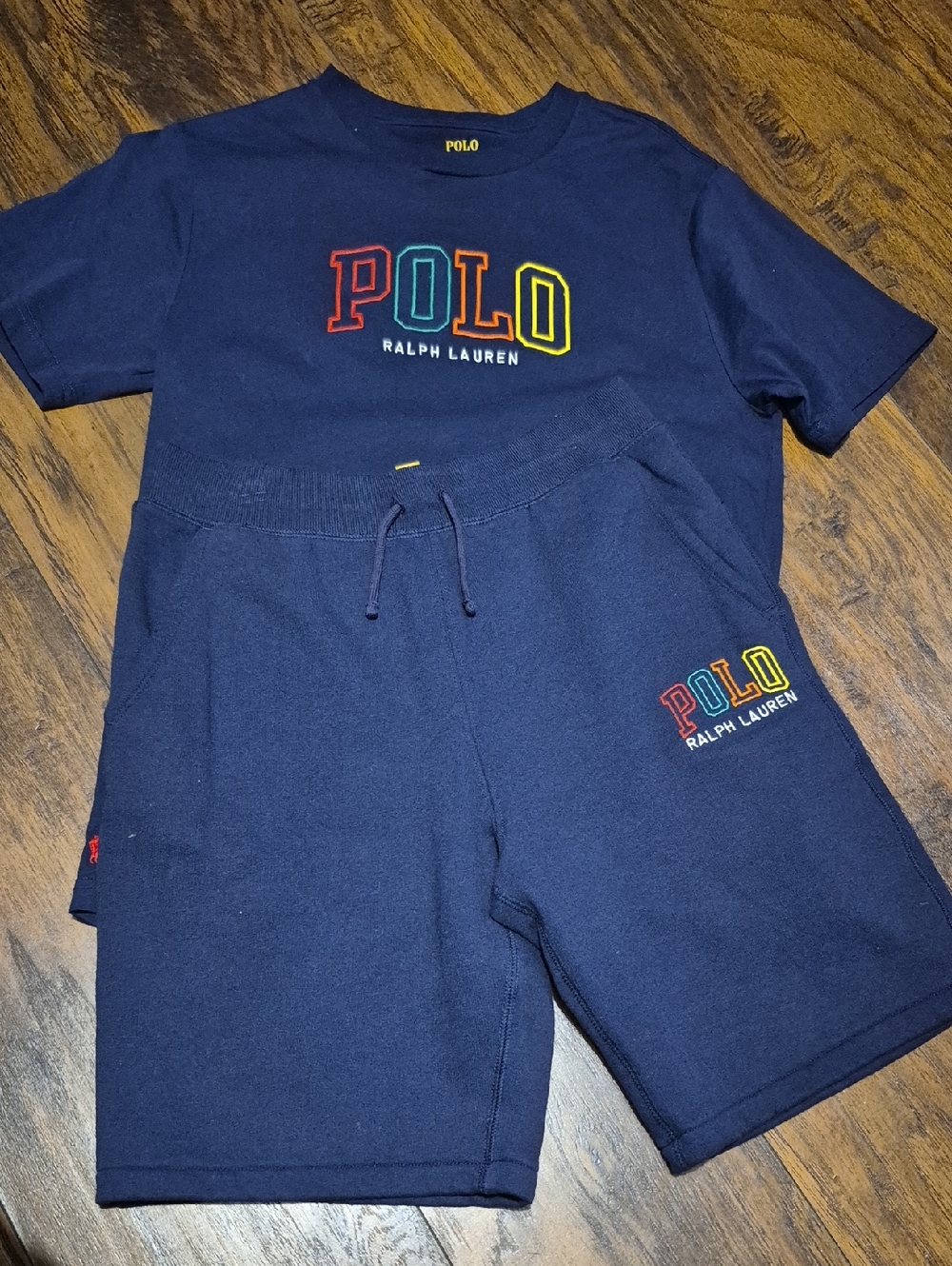 Polo by Ralph Lauren Navy Multicolor Logo Kids Shorts